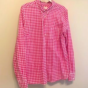 Gap, size medium, pink gingham button down shirt